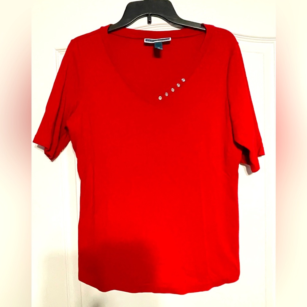 KAREN SCOTT COTON SHORT SLEEVE SHIRT RED